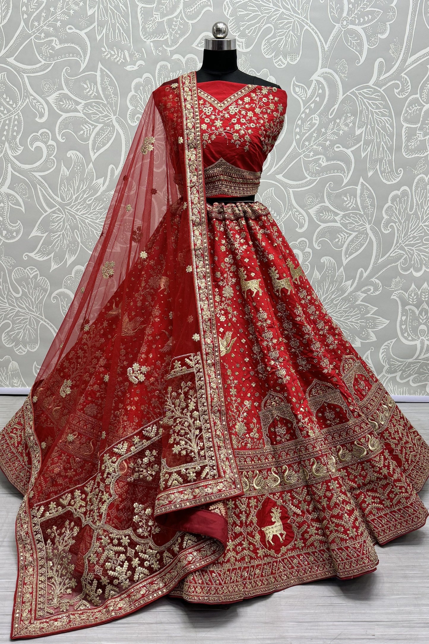 red lehenga,plus size available,Comfort Fit,Premium Fabric,Express Delivery.