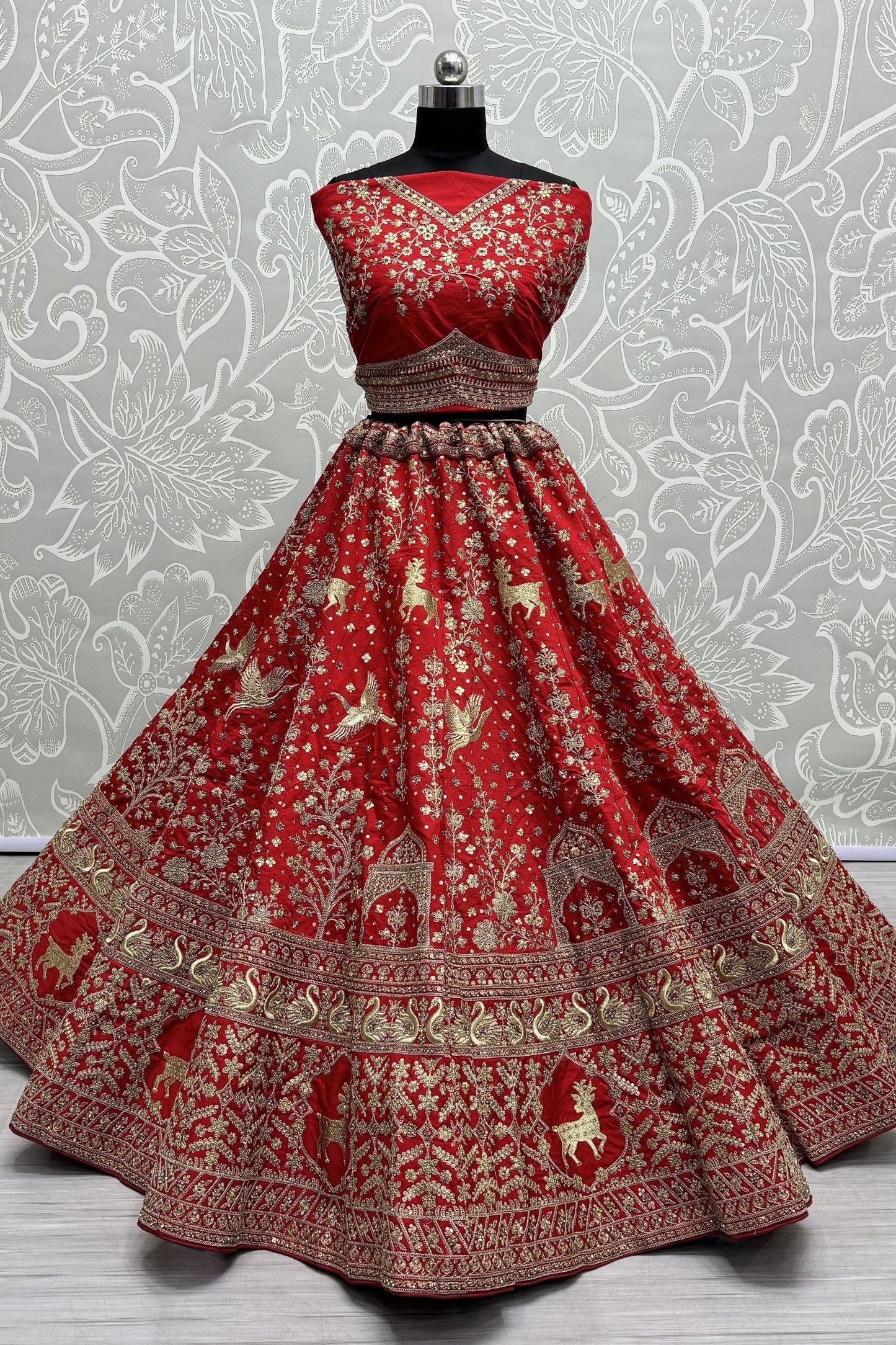 red lehenga,plus size available,Comfort Fit,Premium Fabric,Express Delivery.