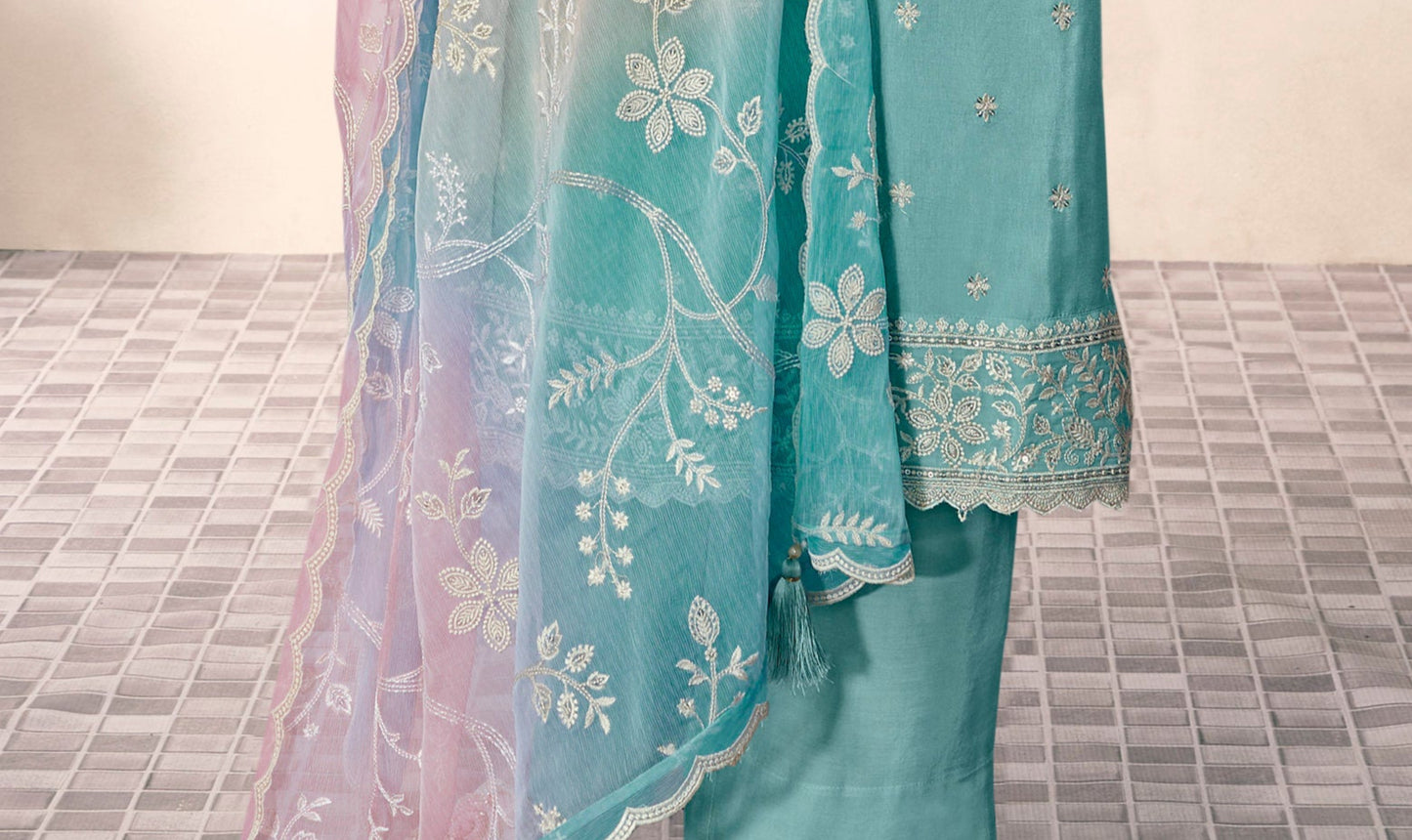 Blue salwar kameez feels calm and confident. Light or dark blue suits any time.