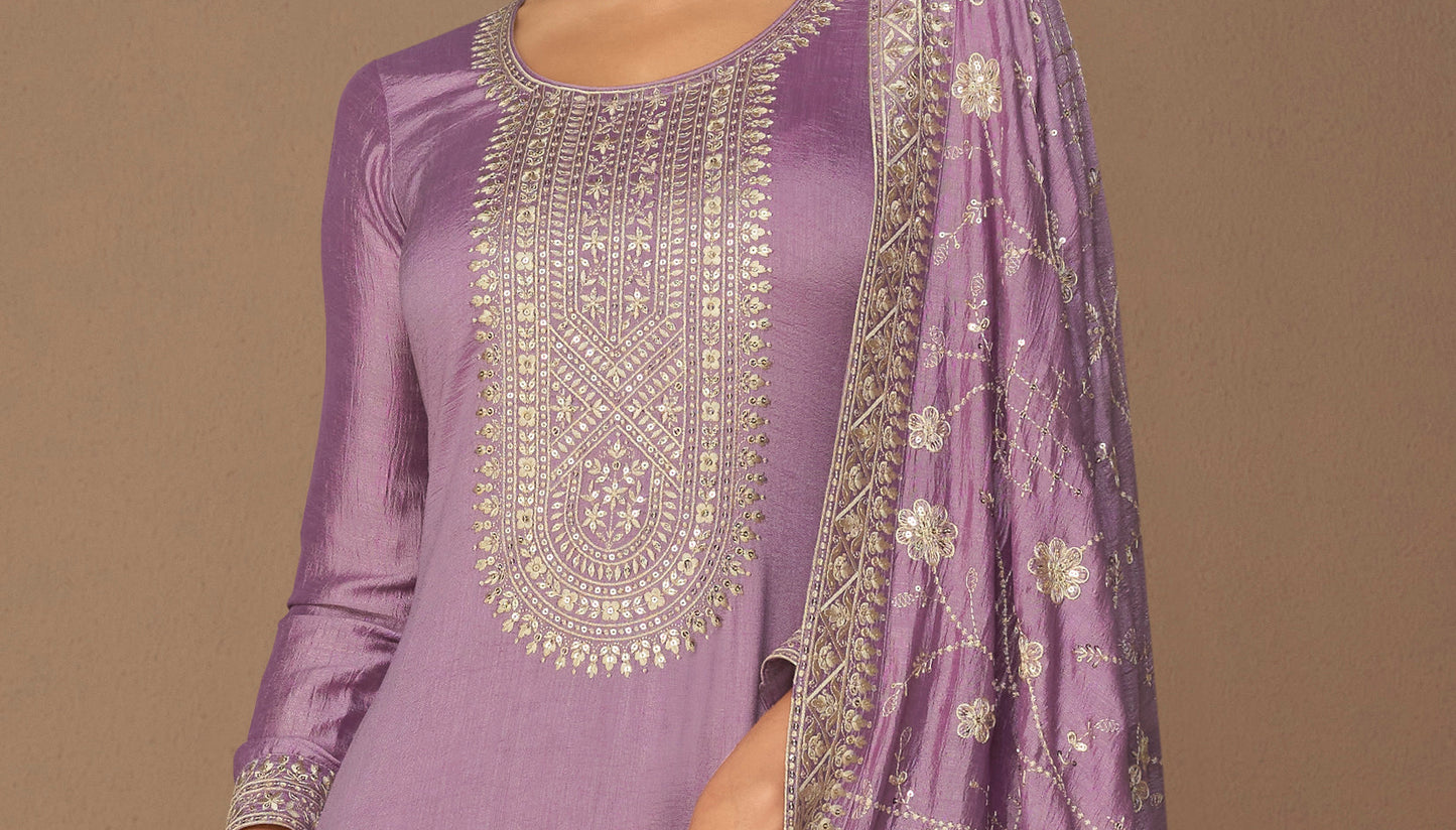 Purple salwar kameez looks royal and elegant. From light to dark purple.