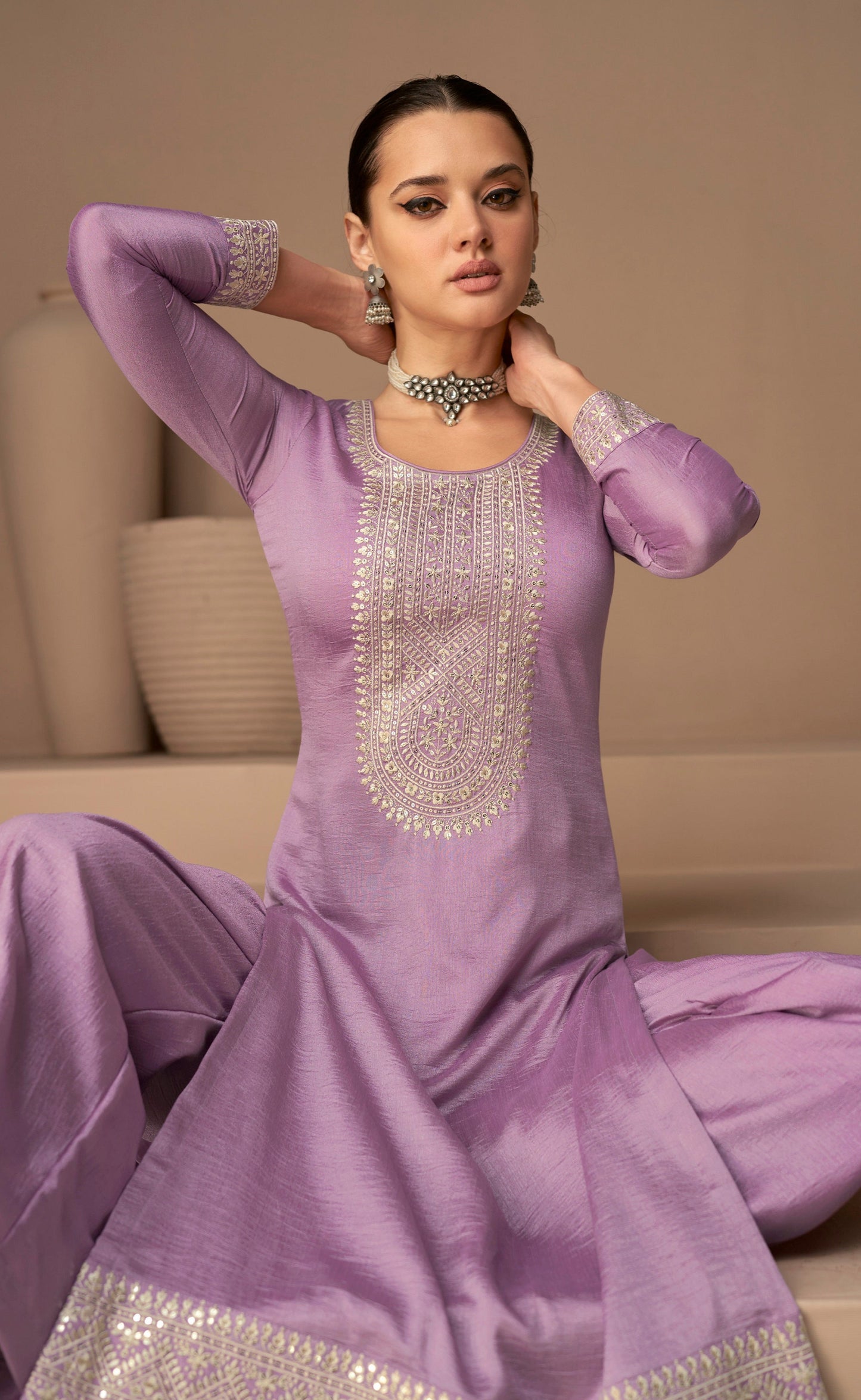 Purple salwar kameez looks royal and elegant. From light to dark purple.