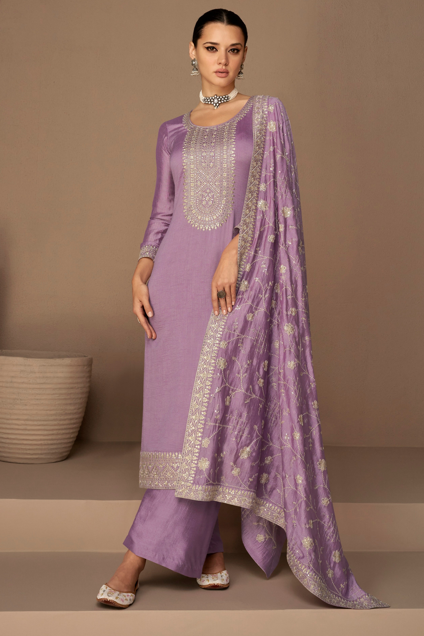 Purple salwar kameez looks royal and elegant. From light to dark purple.