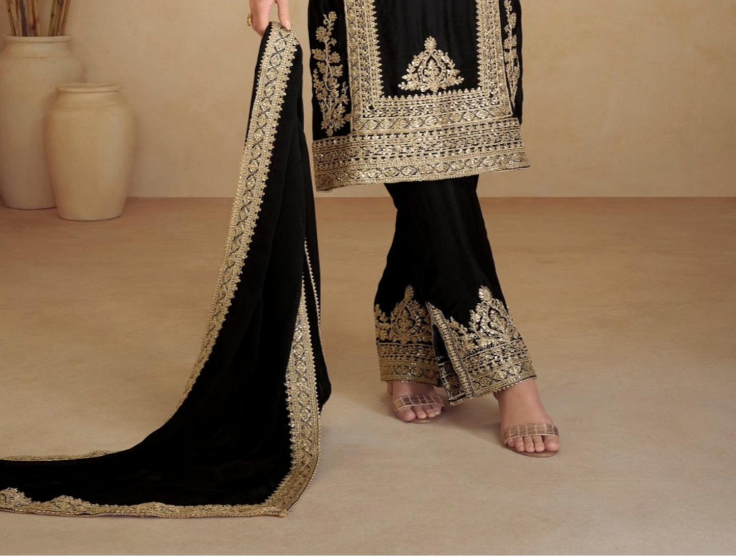 Black salwar kameez is always in fashion. It feels elegant and mysterious.