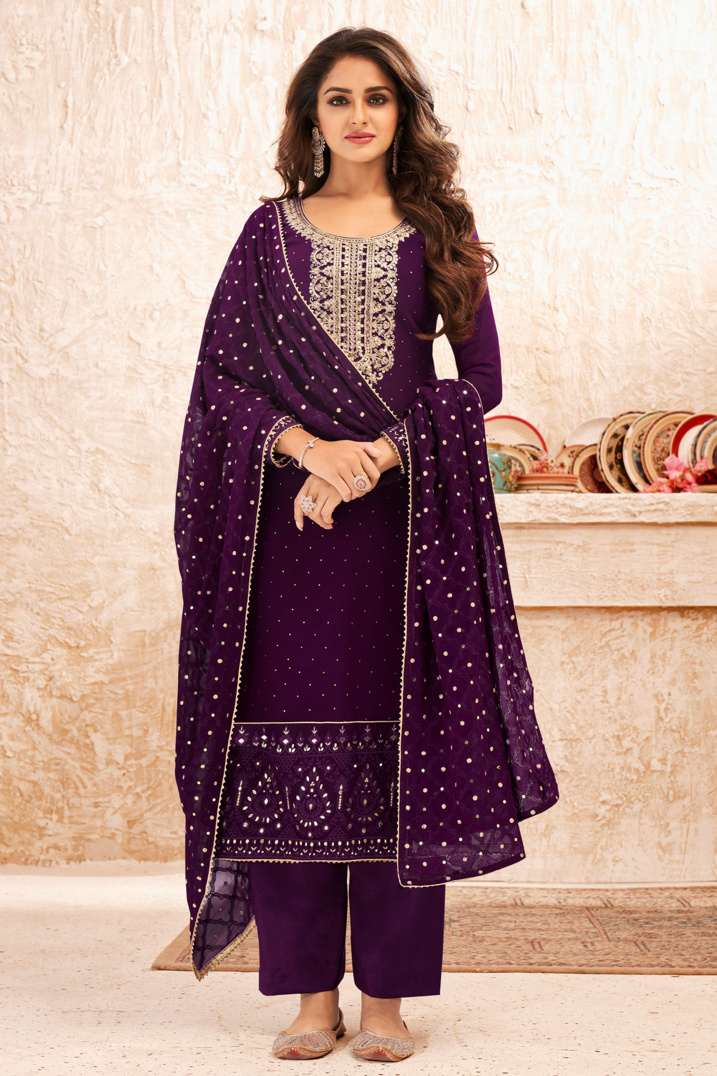 Purple salwar kameez looks royal and elegant. From light to dark purple.
