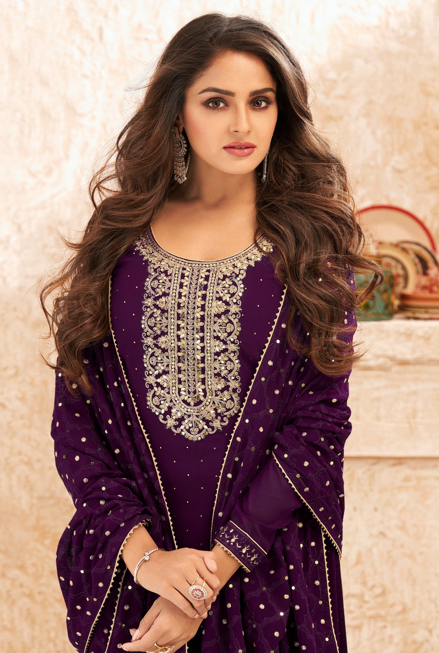 Purple salwar kameez looks royal and elegant. From light to dark purple.