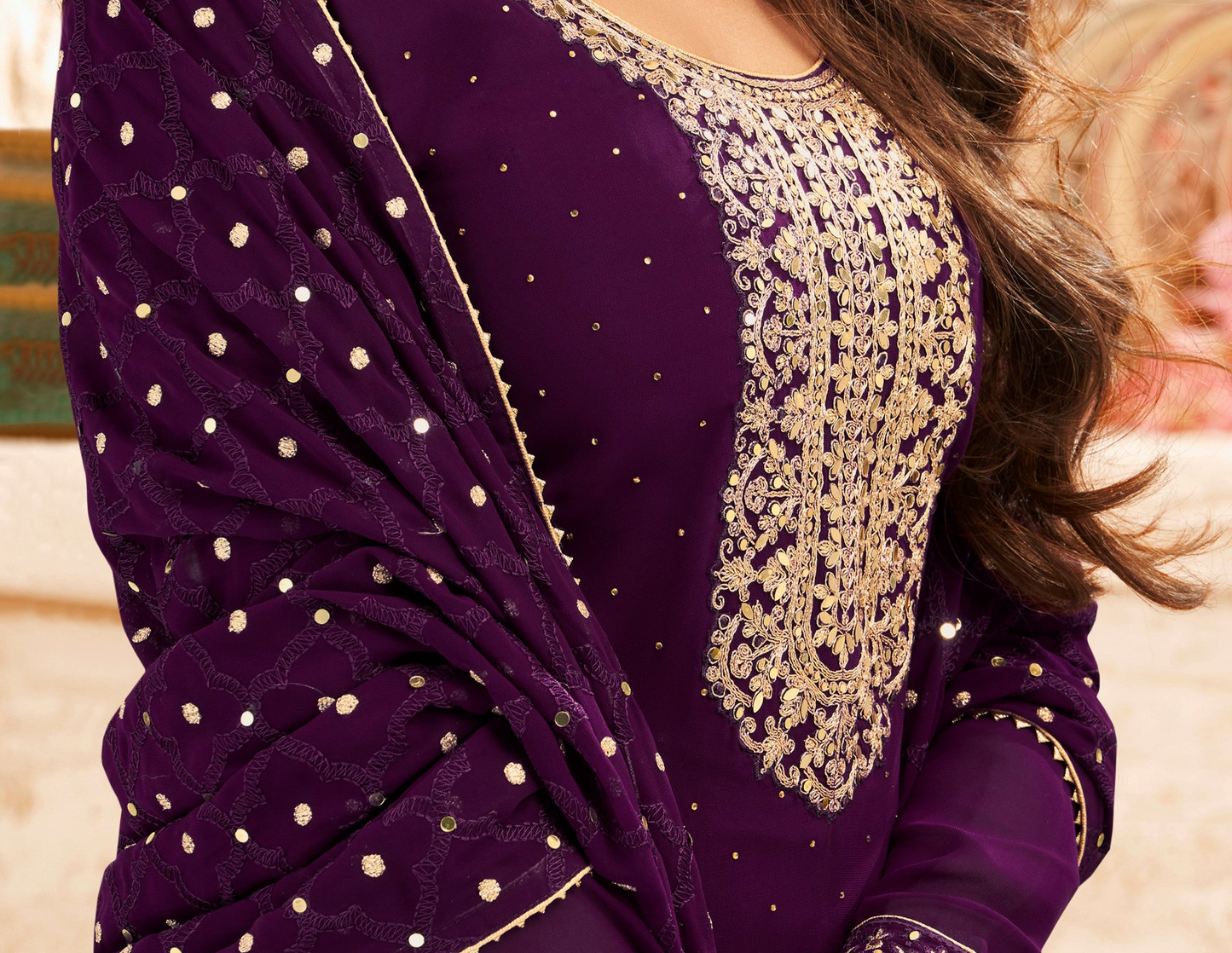 Purple salwar kameez looks royal and elegant. From light to dark purple.