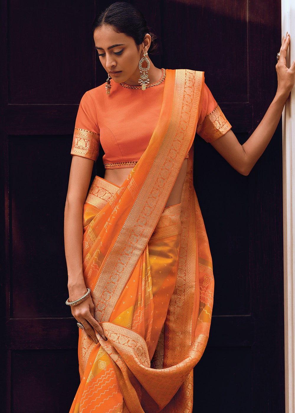 Pink Saree reflects softness and charm – perfect for graceful day functions.