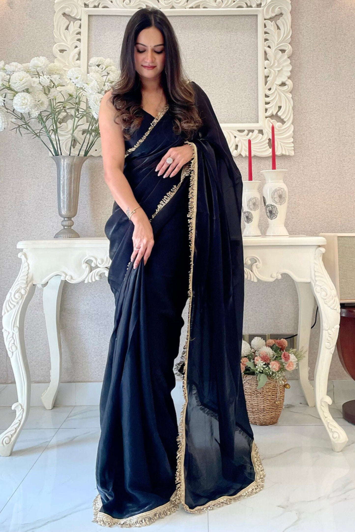 Black Saree defines elegance and confidence – perfect for evening part…