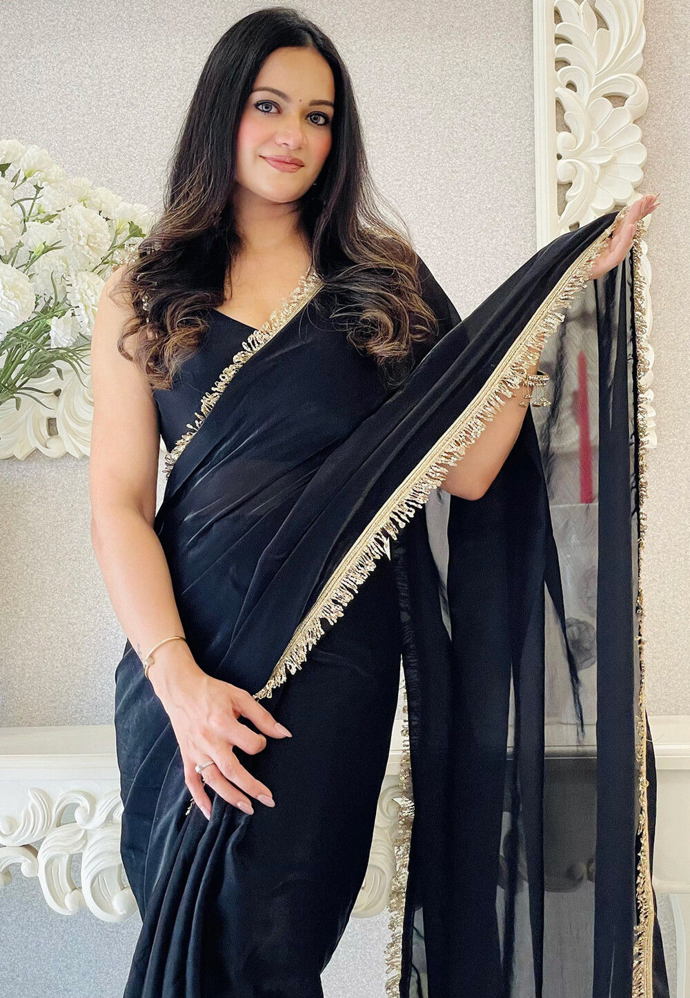 Black Saree defines elegance and confidence – perfect for evening part…