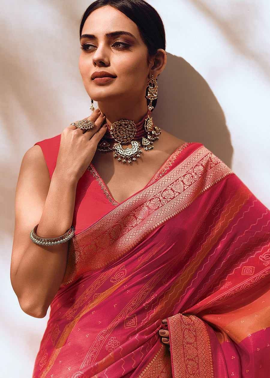 Pink Saree reflects softness and charm – perfect for graceful day functions.