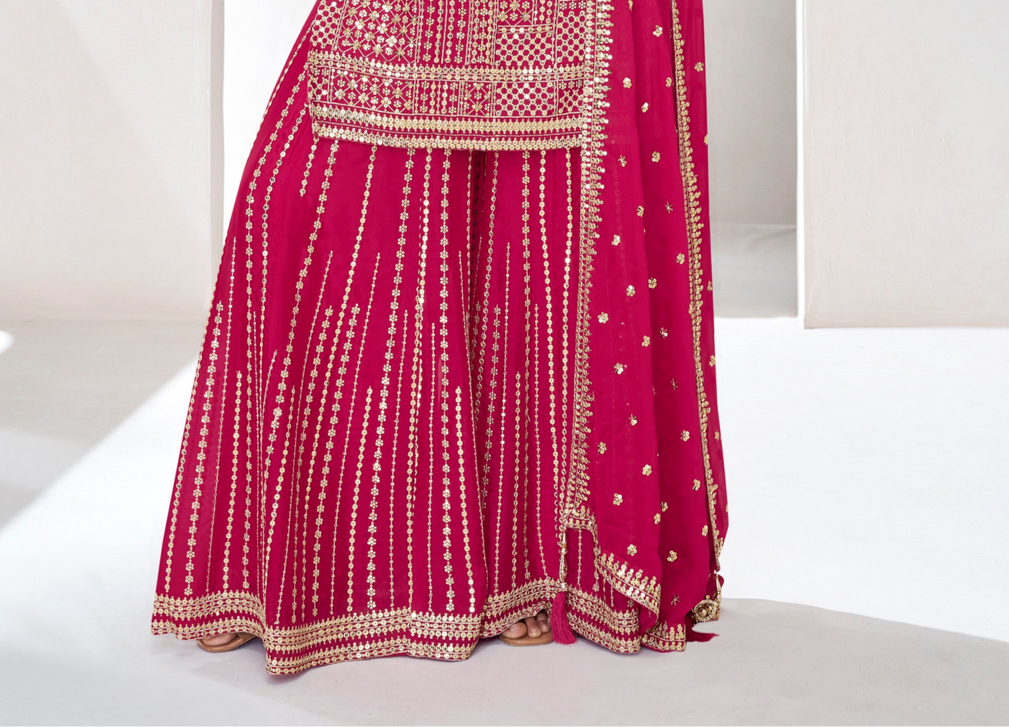 Pakistani Eid Sharara Suit with Dupatta & Embroidery for Women