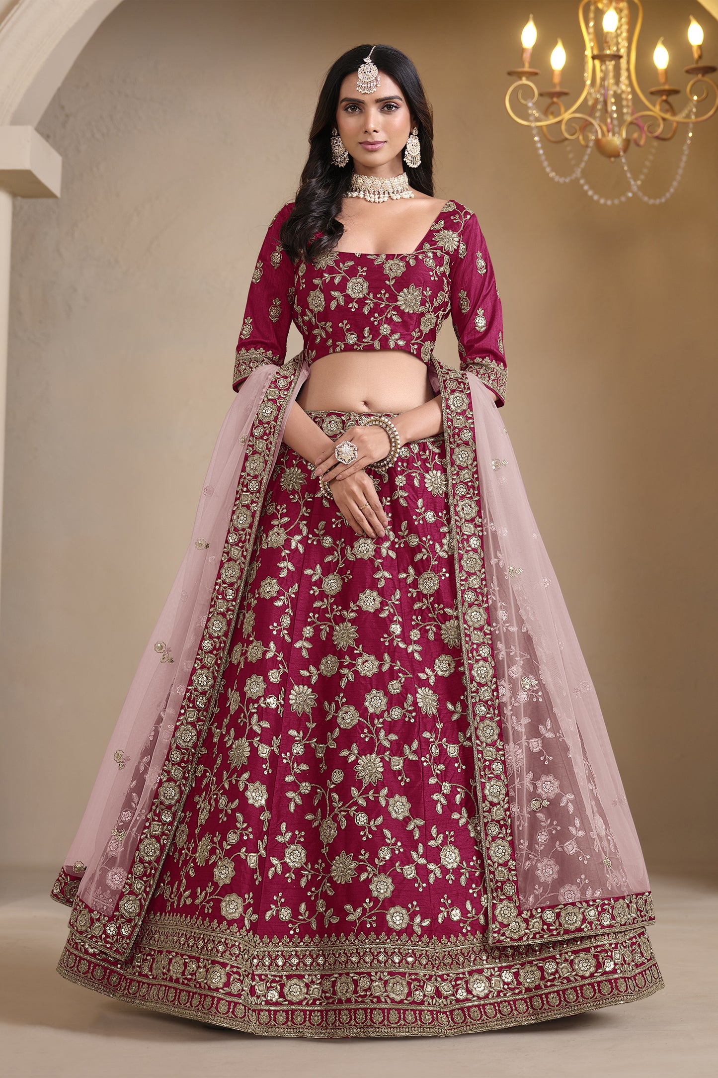 "Elegant lehengas for U.S.-based Indian celebrations."