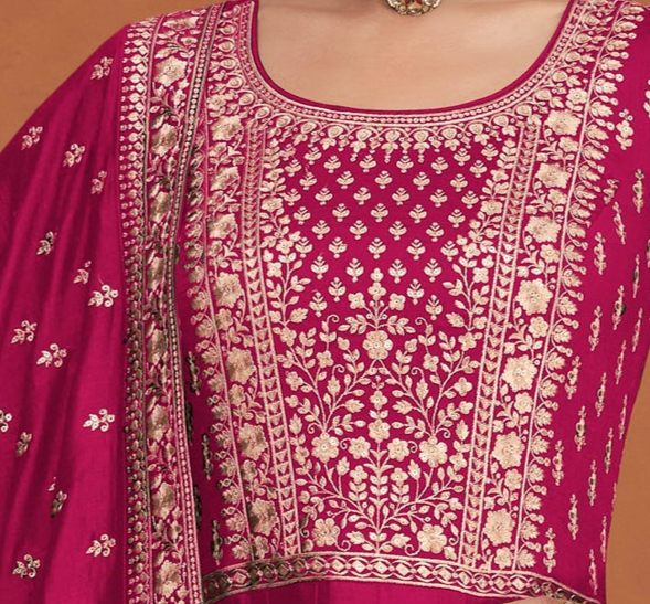 Pink Color Reception Party Ready to Wear Long Anarkali Dupatta Gown
