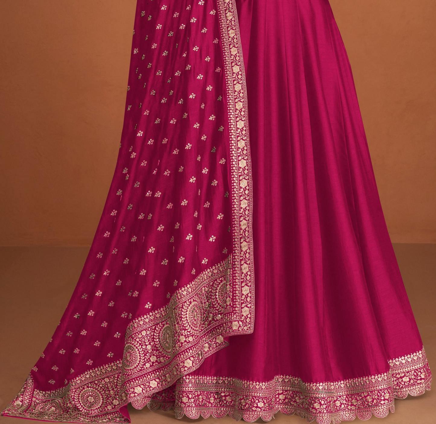 Pink Color Reception Party Ready to Wear Long Anarkali Dupatta Gown