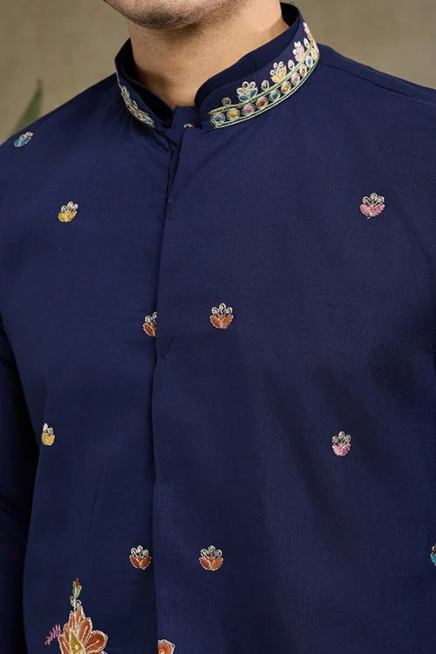 Exclusive Blue Color Viscose Silk Kurta Set For Man Real Mirror Work With Matching Pant