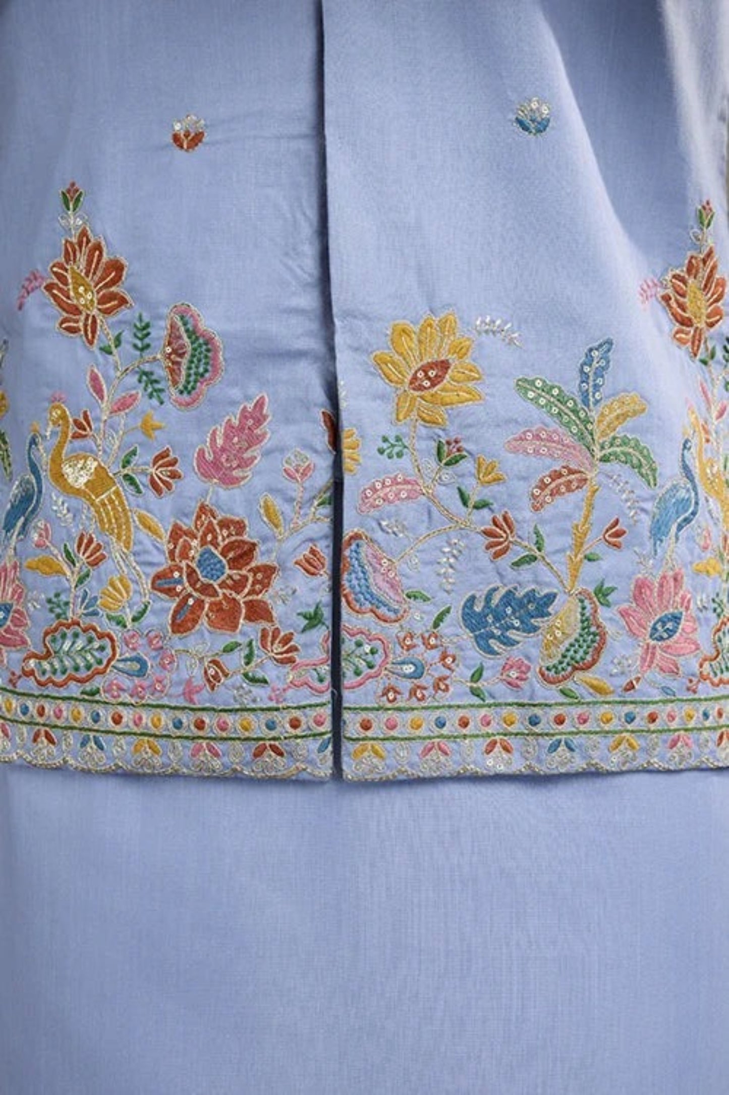 Elegant Sky Blue Color Viscose Silk Kurta Set For Men Real Mirror Work With Matching Pant