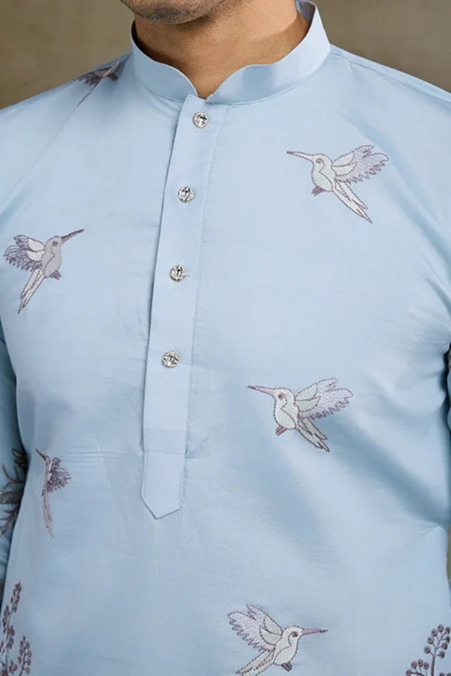 Latest Sky Blue Color Viscose Silk Kurta Set For Men Real Mirror Work With Matching Pant