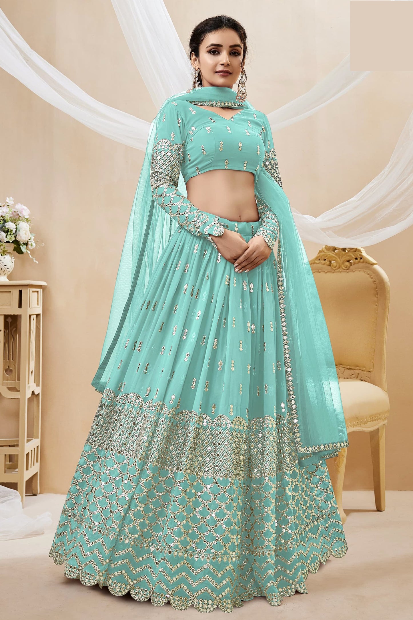 "Lehengas designed for Indian culture in the USA."
