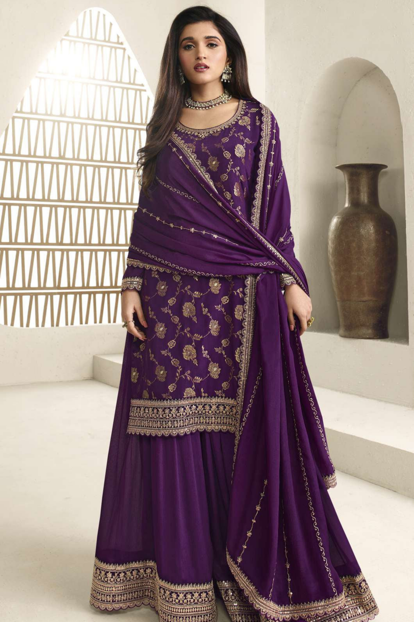 Designer Salwar Kameez Palazzo with Dupatta for Diwali Eid Ramadan Party