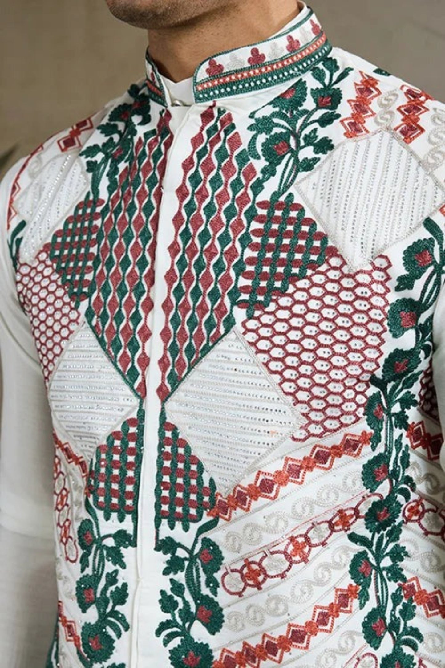Latest White Color Viscose Silk Kurta Set For Men Real Mirror Work With Matching Pant
