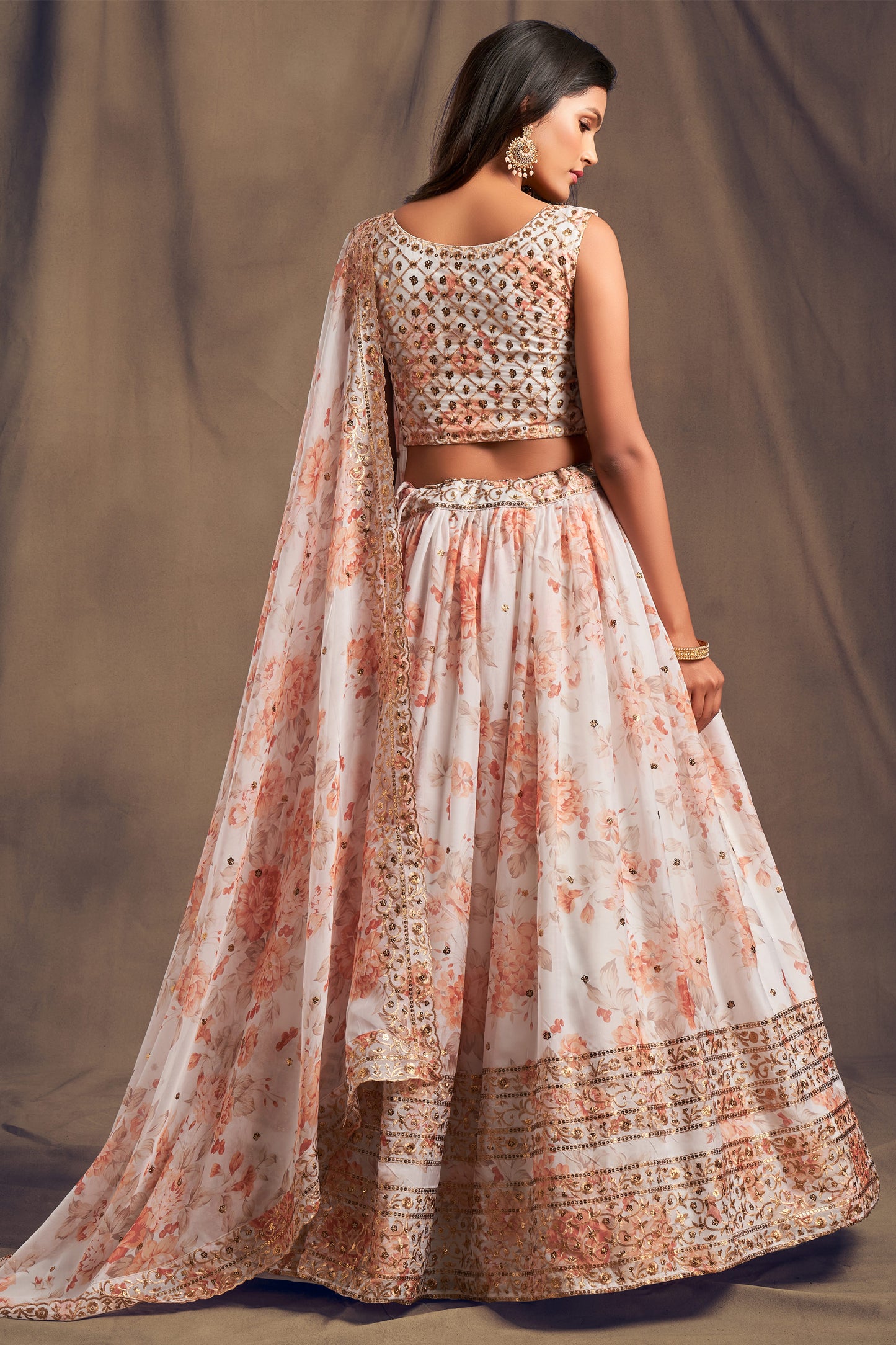 Reception Special Ready To Wear Style White Color Lehenga With Dupatta