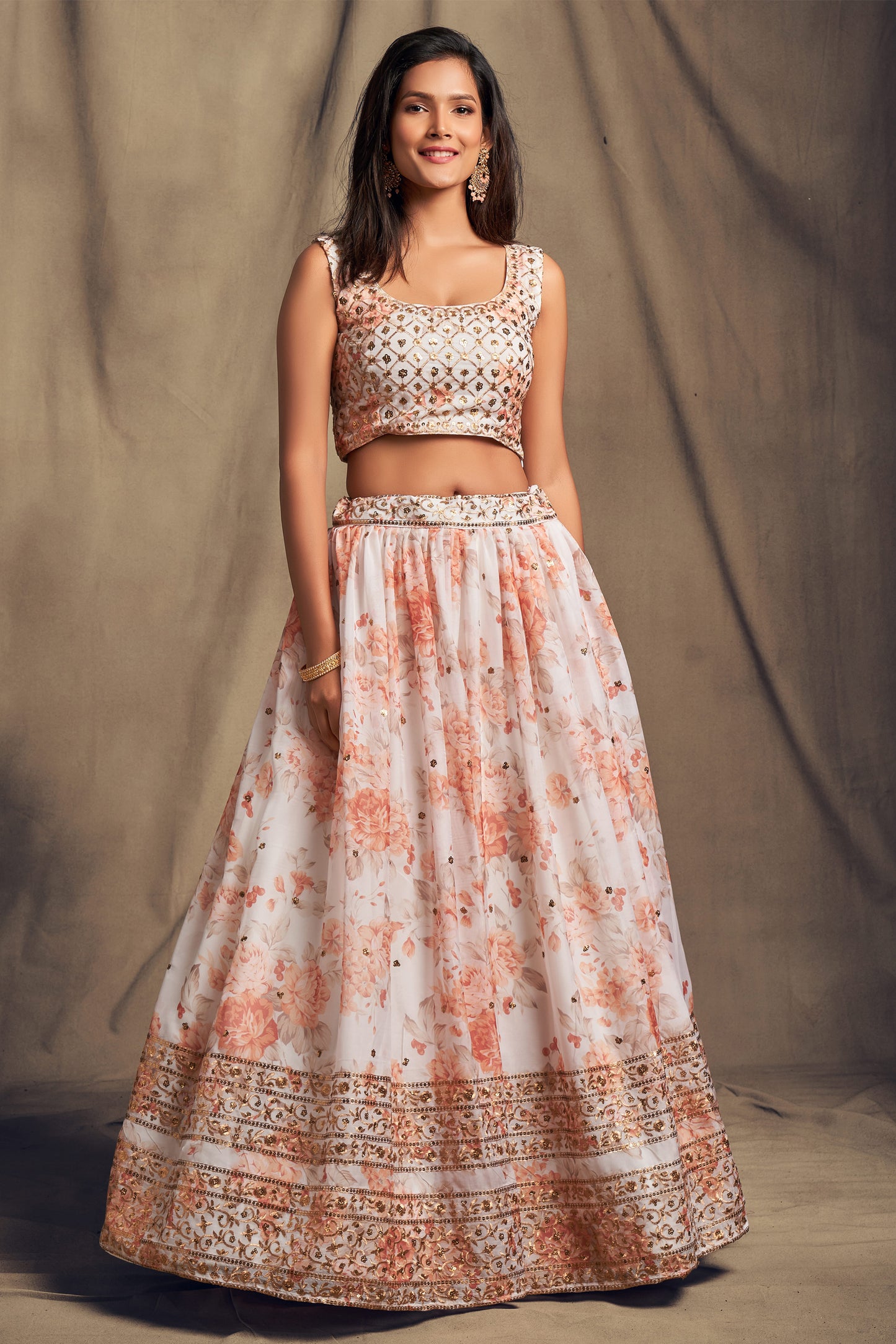 Reception Special Ready To Wear Style White Color Lehenga With Dupatta