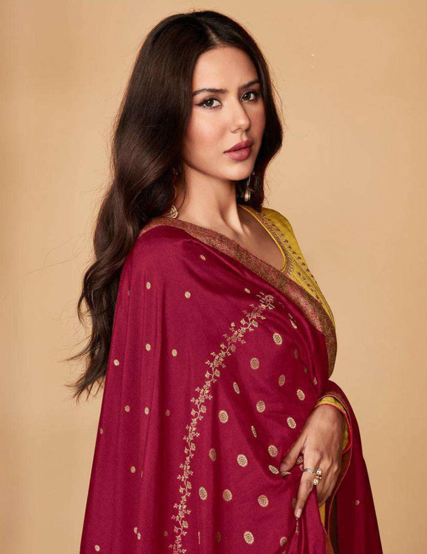 Affordable Yellow Color Salwar Kameez Suit With Embroidery Work For USA Customers