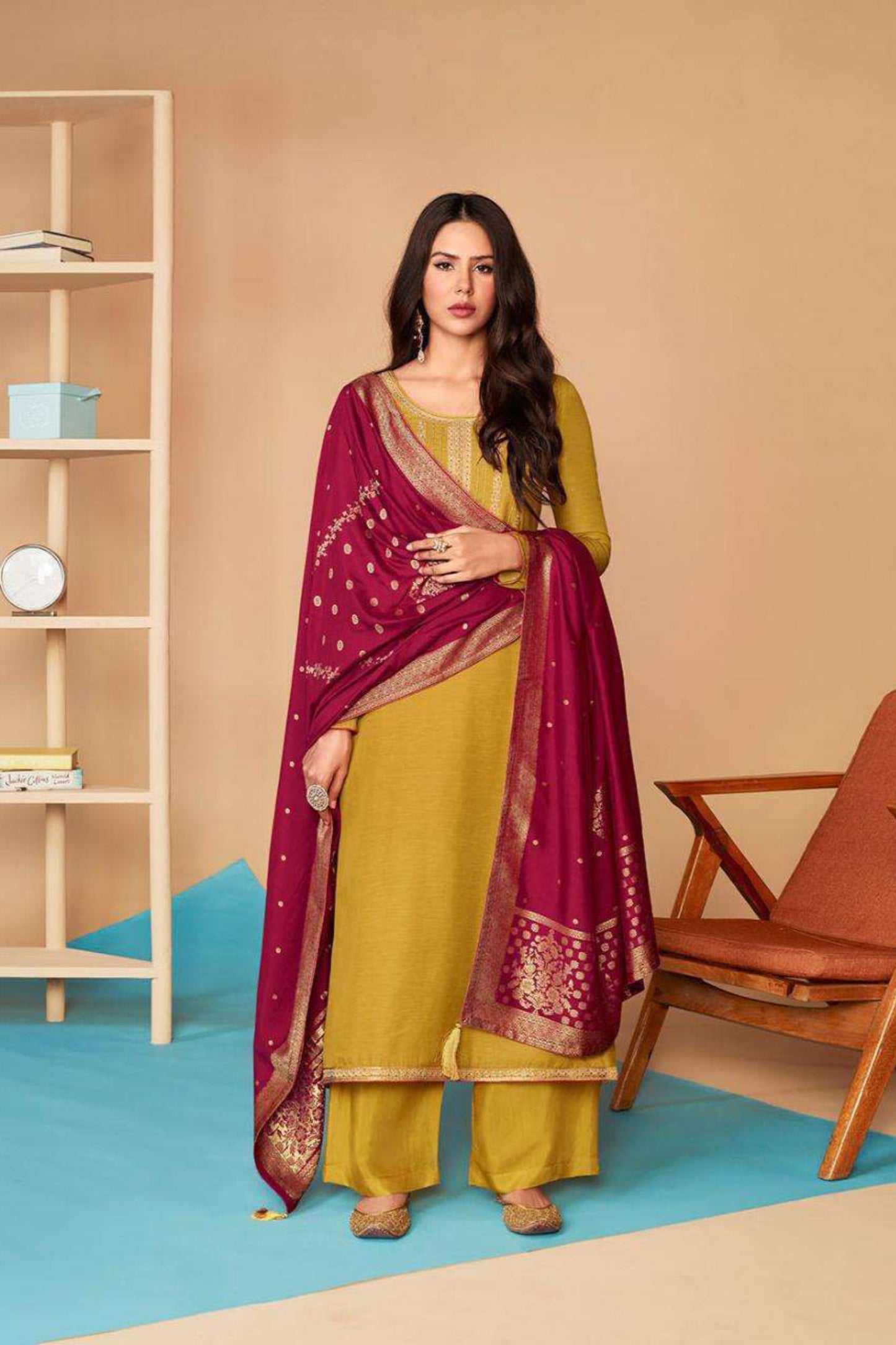 Affordable Yellow Color Salwar Kameez Suit With Embroidery Work For USA Customers