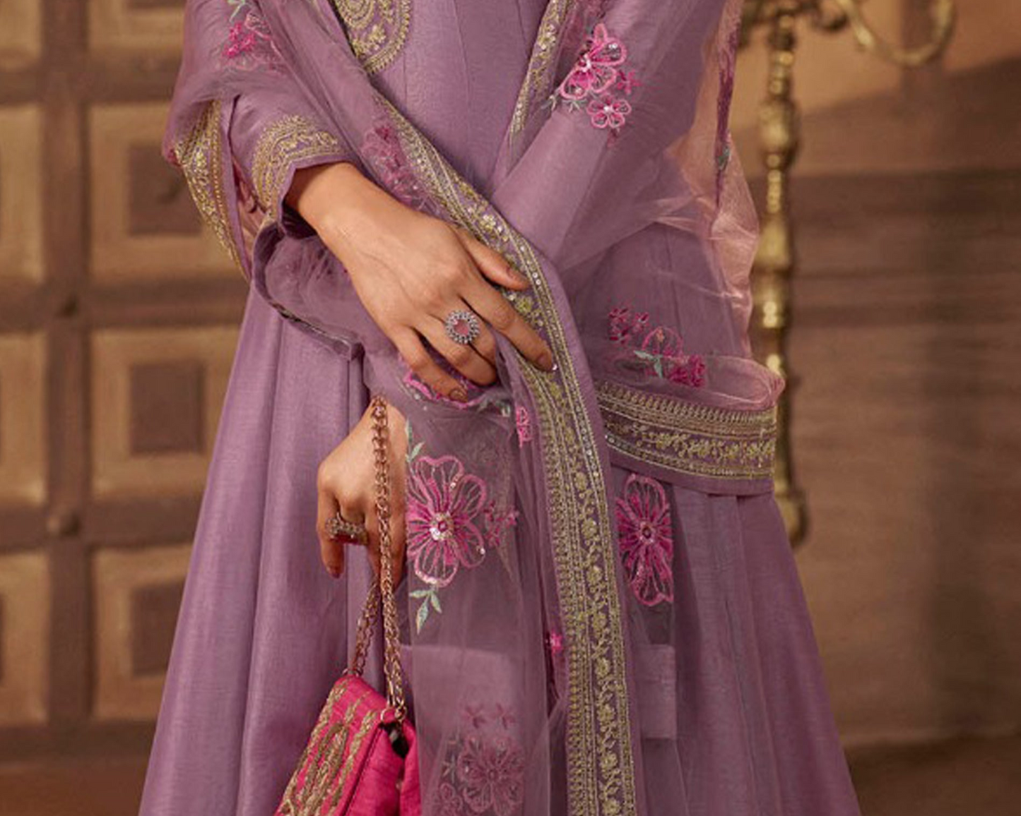 Bollywood Party Wear Purple Full-Flared Anarkali Long Gown