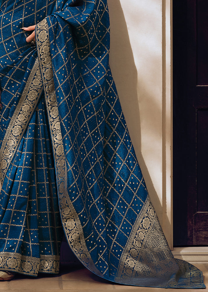 Viscose Silk Designer Bandhani Printed Saree With Teal Blouse For Wedding Event Wear