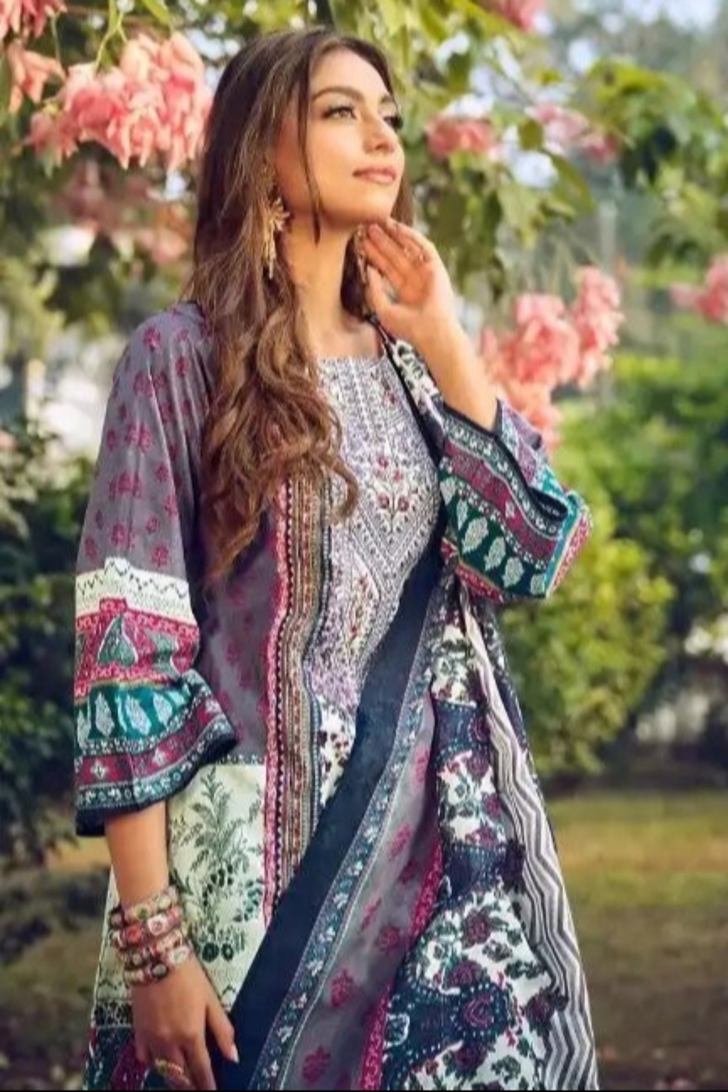 Newest style Dark Grey printed shalwar kameez suits for Casual Wear