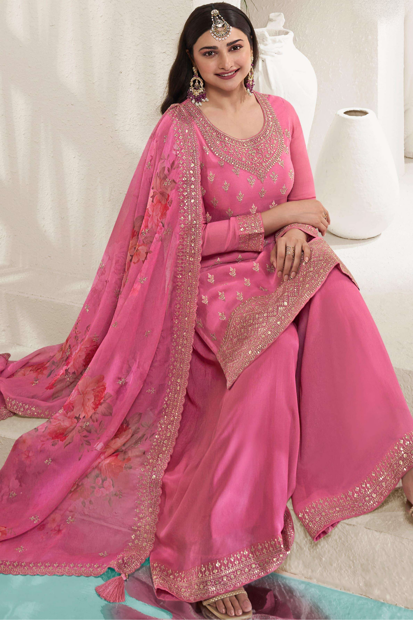 Designer Wedding Reception Party Wear Salwar Kameez Palazzo Dress