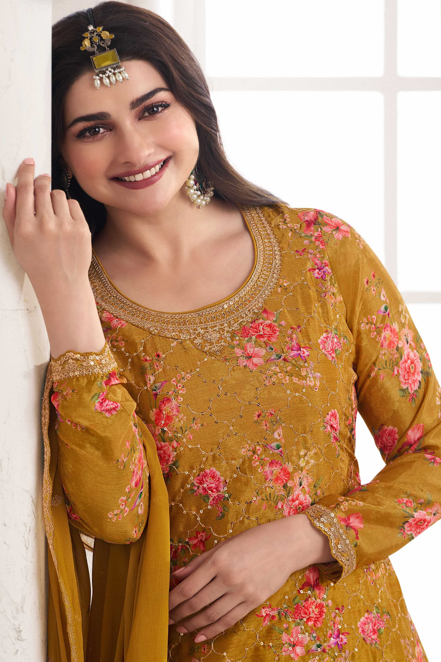 Reception Party Wear Embroidered Salwar Kameez Palazzo with Dupatta