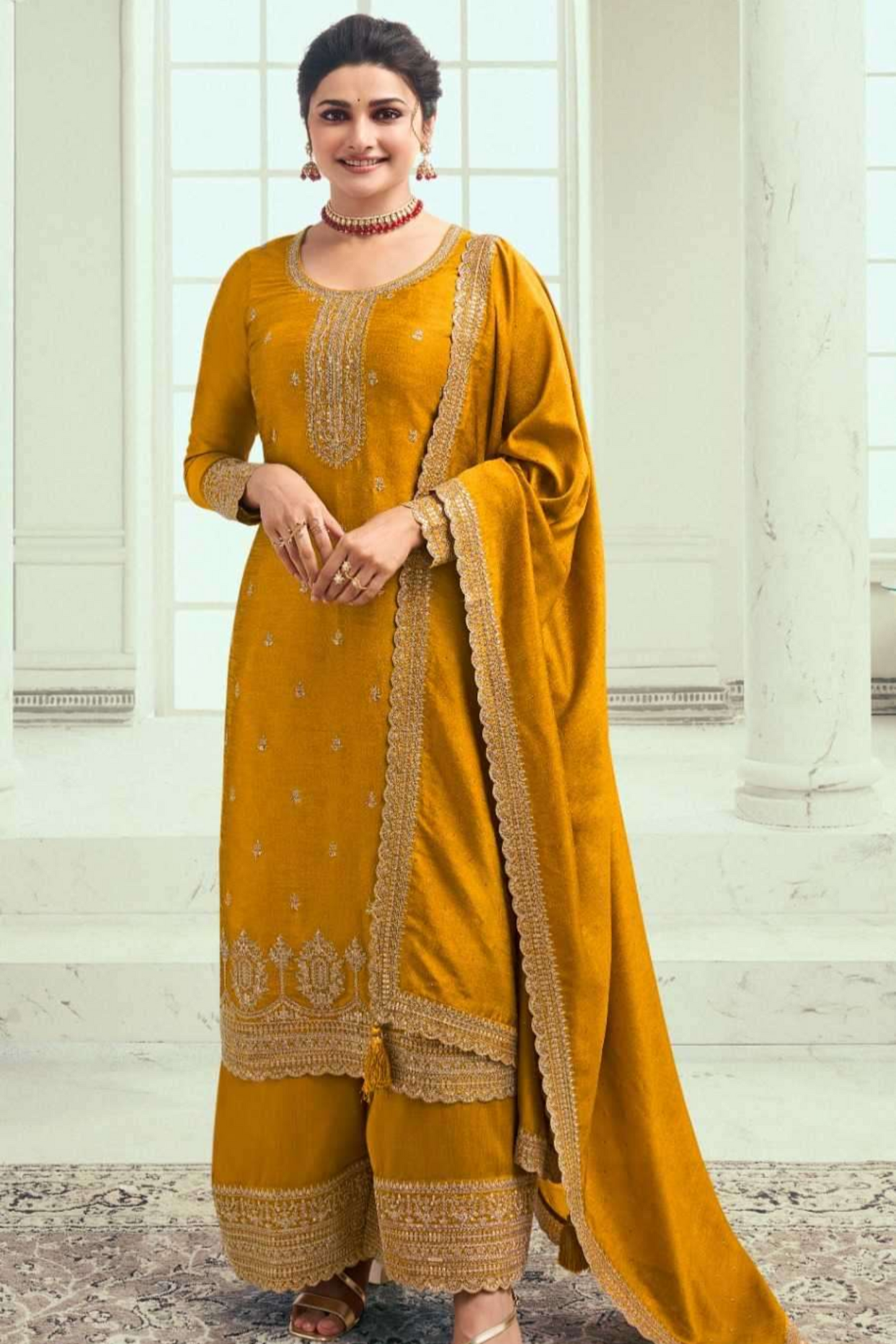 Salwar Kameez Palazzo with Dupatta for Women's Wedding Party Wear