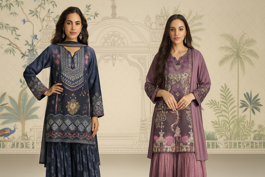 Indian embroidered kurta palazzo sets