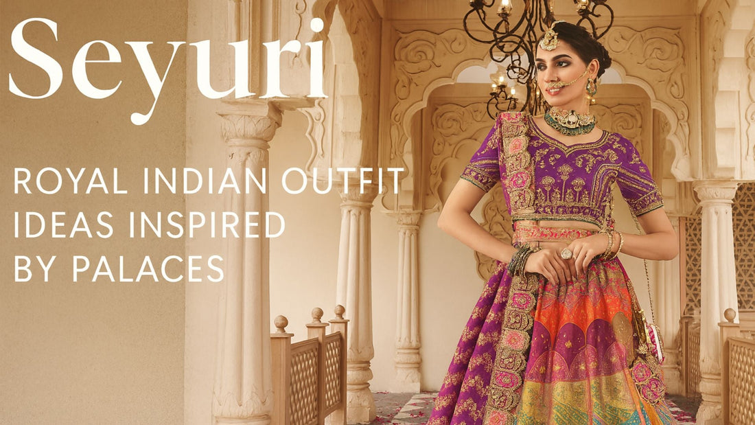 Royal traditional Indian outfits inspired by palace architecture and vintage embroidery.