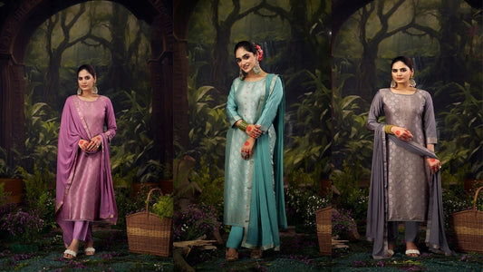 Grey elegant office-wear salwar kameez set ideal for corporate and formal settings.