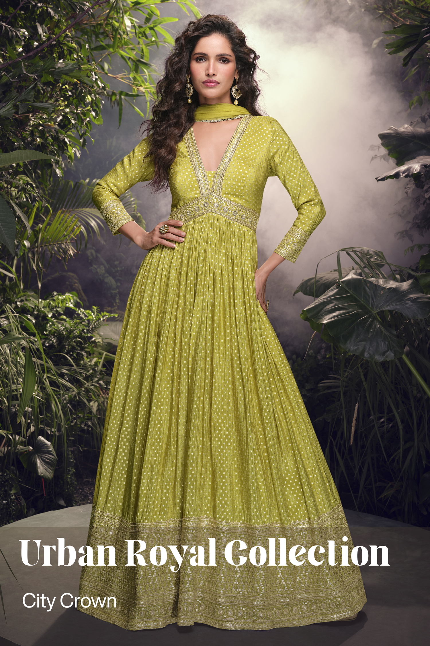 Flowing Anarkali gown — graceful and regal Indian dress blending tradition with contemporary elegance.
