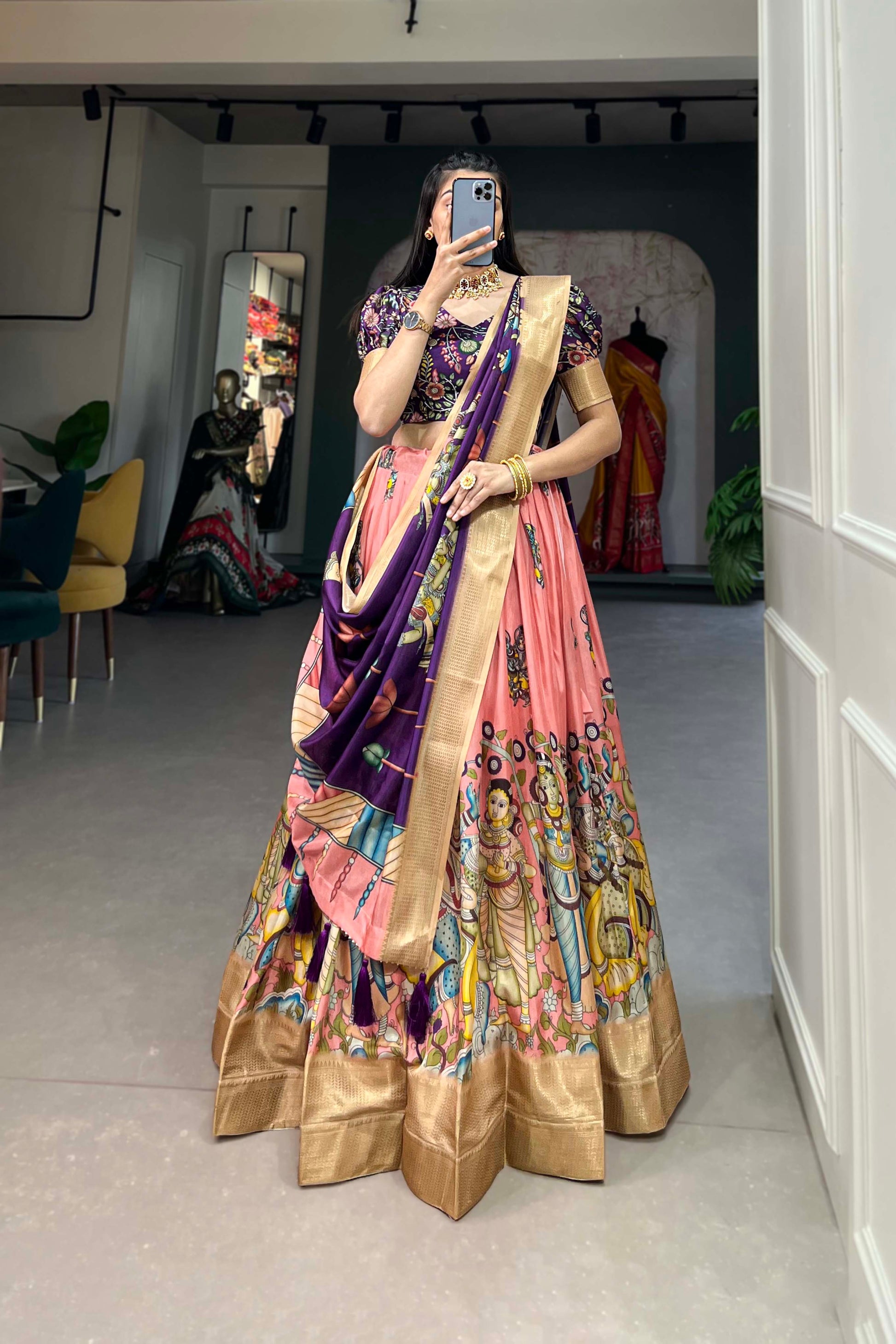 Pink Lehenga reflects charm and contemporary grace – made for cheerful gatherings and stylish daytime events.
