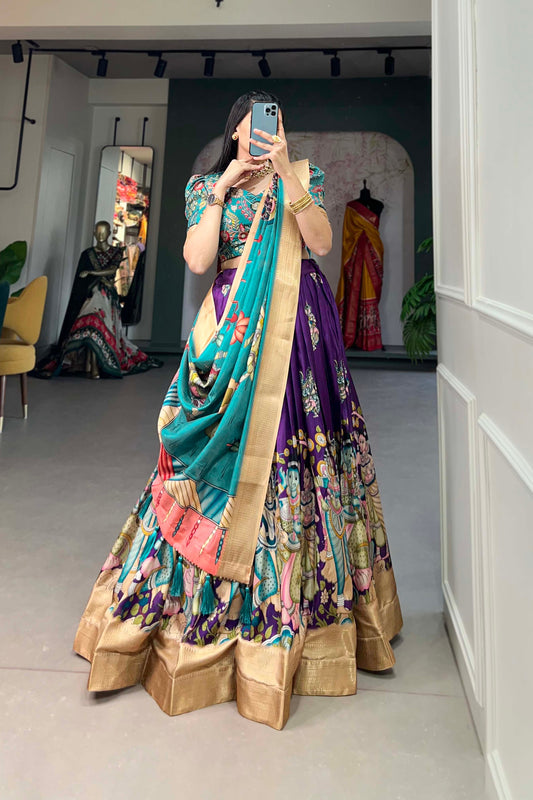 purple Lehenga reflects charm and contemporary grace – made for cheerful gatherings and stylish daytime events.
