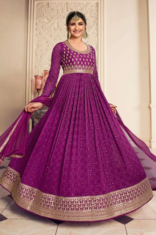 New Indian Designer Purple Anarkali Gown with Heavy Dupatta