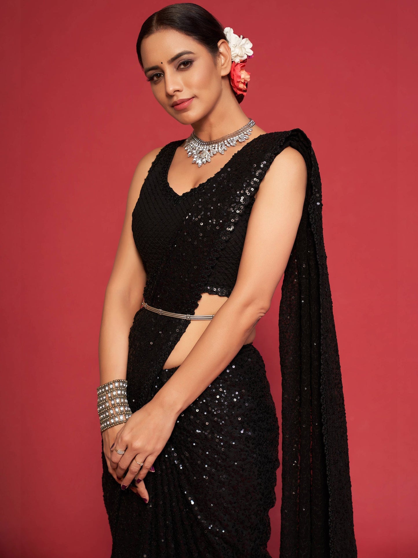 Bollywood Designer Ethnic Indian Wedding Saree with Stitched Blouse