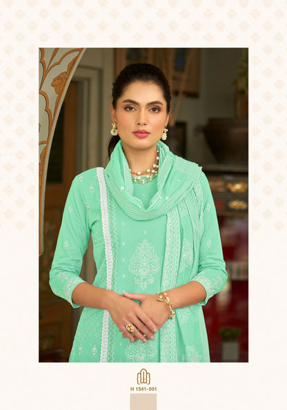 Indian Wedding Wear Green Salwar Kameez Plazzo Suit With Mal Mal Cotton Dupatta