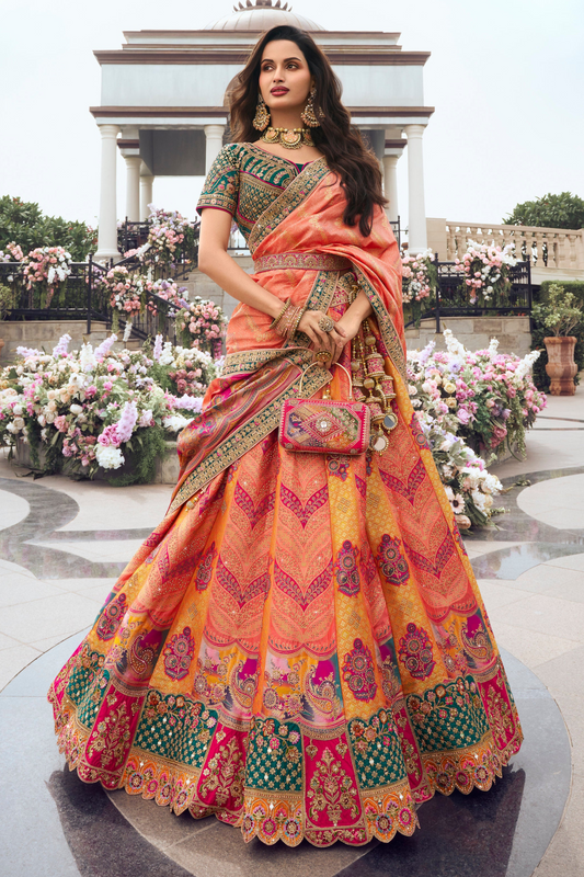 Indian Designer Bridal Wear Lengha Choli Engagement Wedding Wear Heavy Lehenga Suits