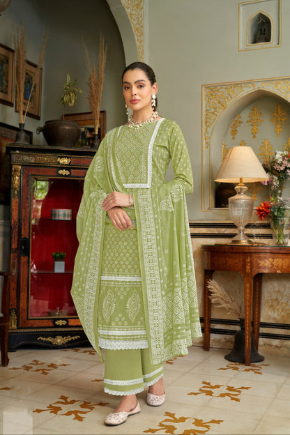 Pakistani Plus Size Designer Cotton Fabric Salwar Kameez Palazzo Suit With Mal Mal Dupatta