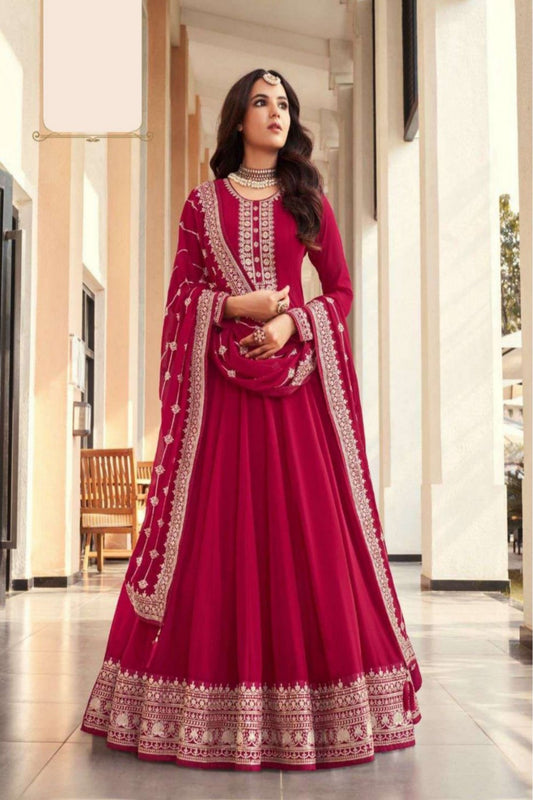 Real Georgette With Heavy Embroidery Anarkali Gown  For Party