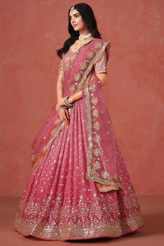 Roka Designer Georgette & Embroidery Work Lehenga Choli & Net Dupatta
