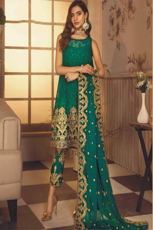 Heavy Embroidery Worked Pakistani Salwar Kameez For Party-Wedding