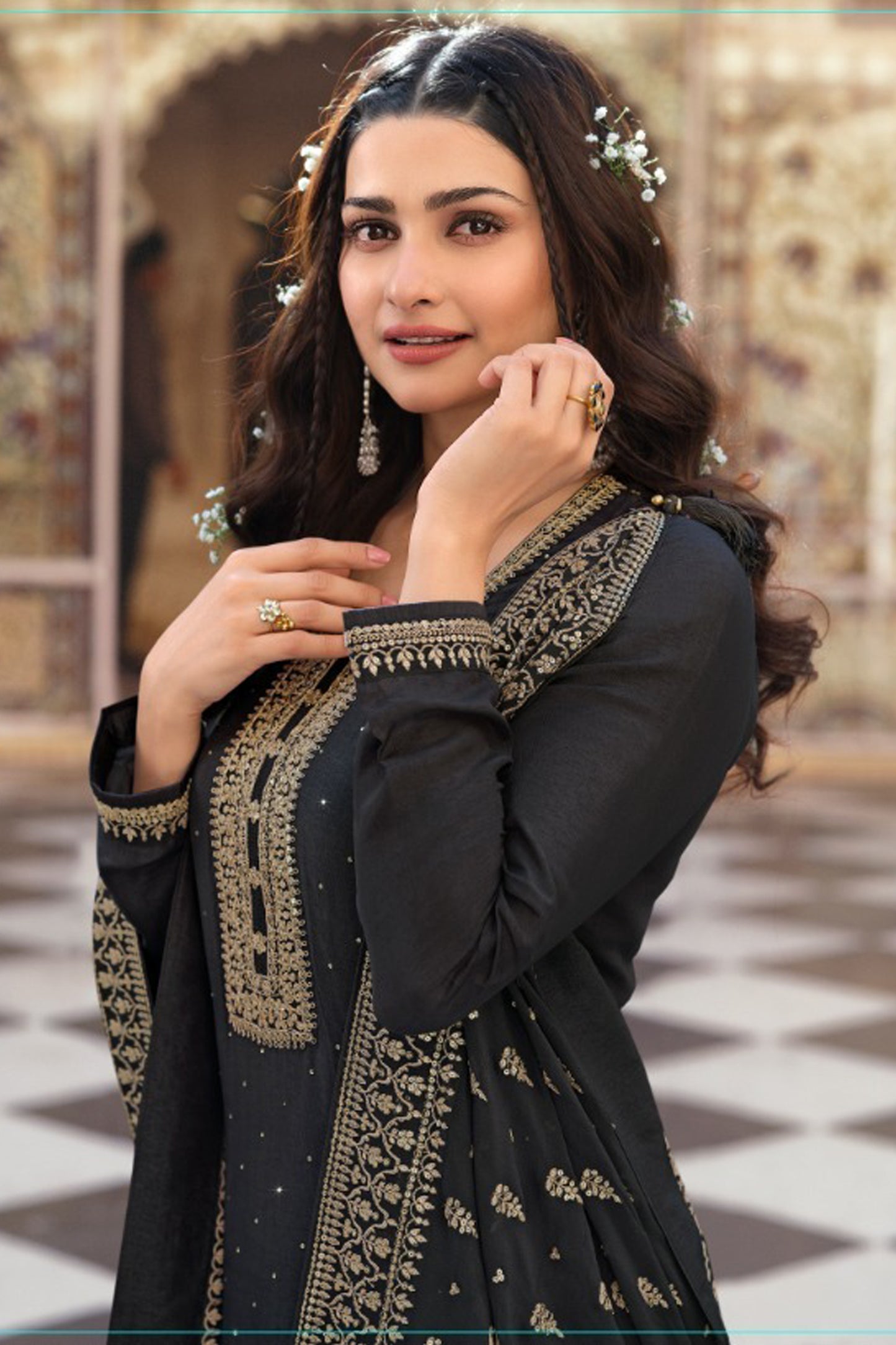 New Style Embroidered  Black Color Salwar Kameez For Wedding