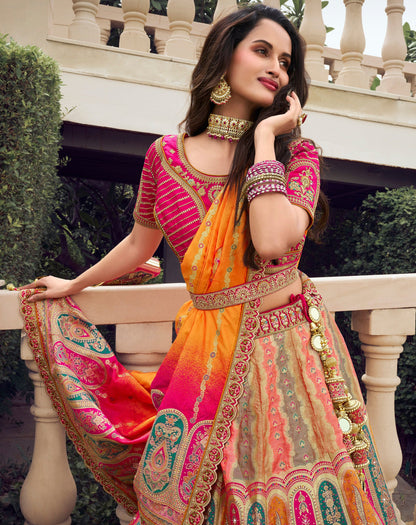 Roka-Nikah Wear Heavy Embroidered Worked Bridal Lehenga Choli with Belt & Latkan